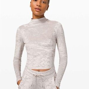 Lululemon All Aligned Mock Neck Long Sleeve in Crushed Velvet Chrome